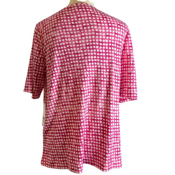 Chico's Dotty Bateau Elbow Sleeve 100% Pima Cotton Tee, Very Cherry, Large, NWT - Picture 4 of 6